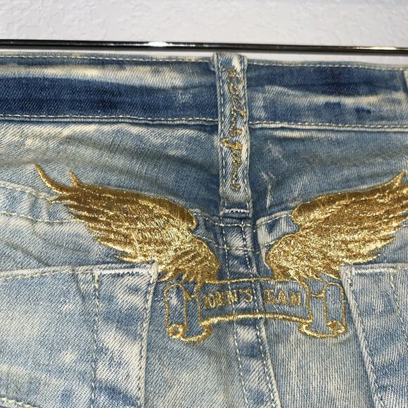 Robin’s Jeans Size 24 Style# R8657GLD Skinny Jeans Distressed Gold Wings - Picture 11 of 14